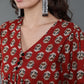 Antaran Brown/Rust Pure Cotton Aliacut Printed Top - Swadesiicart