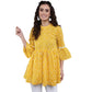 Antaran Yellow Pure Cotton Printed Tunic With Button Detail On Back - Swadesiicart