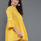 Antaran Yellow Pure Cotton Printed Tunic With Button Detail On Back - Swadesiicart
