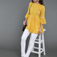 Antaran Yellow Pure Cotton Printed Tunic With Button Detail On Back - Swadesiicart