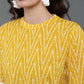 Antaran Yellow Pure Cotton Printed Tunic With Button Detail On Back - Swadesiicart