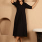 Antaran Black Rayon Solid Black Dress - Swadesiicart