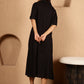 Antaran Black Rayon Solid Black Dress - Swadesiicart