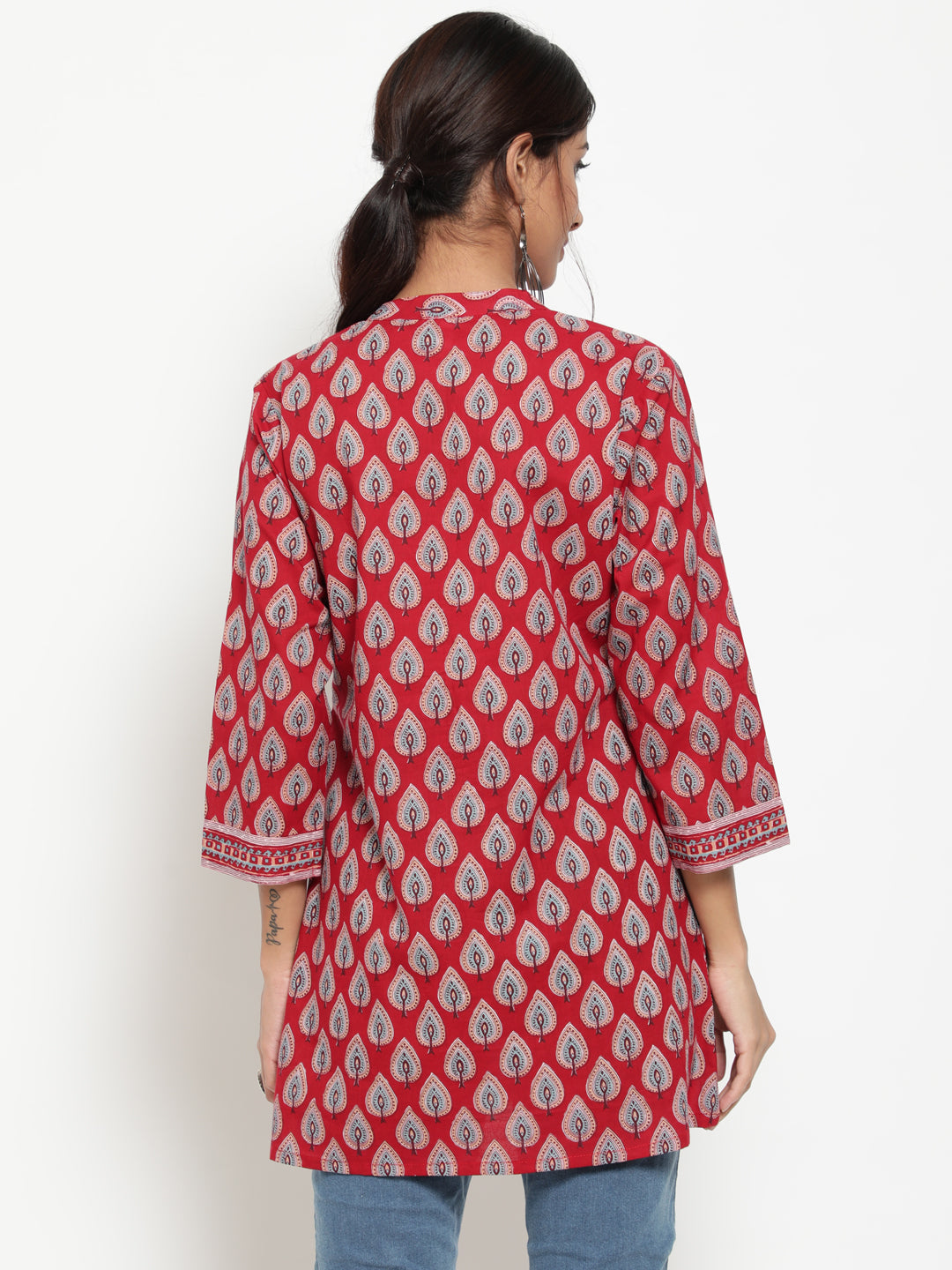 Antaran Maroon Pure Cotton Printed Tunic - Swadesiicart
