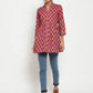 Antaran Maroon Pure Cotton Printed Tunic - Swadesiicart