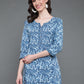 Antaran Blue Pure Cotton Printed Tunic - Swadesiicart