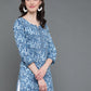 Antaran Blue Pure Cotton Printed Tunic - Swadesiicart