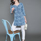 Antaran Blue Pure Cotton Printed Tunic - Swadesiicart