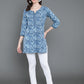 Antaran Blue Pure Cotton Printed Tunic - Swadesiicart