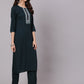Antaran Blue Rayon Embroidered Kurta Pant Dupatta Set - Swadesiicart