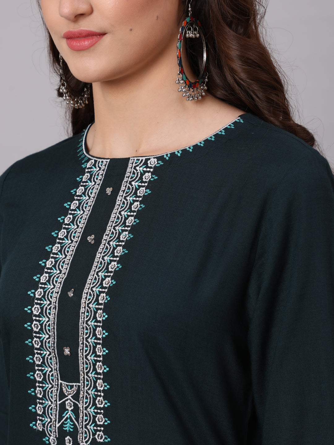 Antaran Blue Rayon Embroidered Kurta Pant Dupatta Set - Swadesiicart
