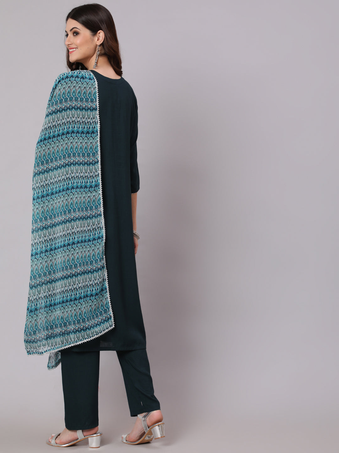 Antaran Blue Rayon Embroidered Kurta Pant Dupatta Set - Swadesiicart