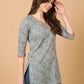 Antaran Blue Pure Cotton Embroidered Tunic - Swadesiicart