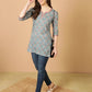 Antaran Blue Pure Cotton Embroidered Tunic - Swadesiicart
