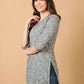 Antaran Blue Pure Cotton Embroidered Tunic - Swadesiicart