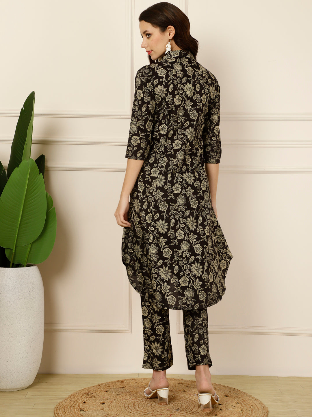 Antaran Black Pure Cotton Printed Co Ord Set - Swadesiicart