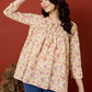 Antaran Peach Pure Cotton Printed Top - Swadesiicart