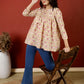Antaran Peach Pure Cotton Printed Top - Swadesiicart