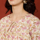 Antaran Peach Pure Cotton Printed Top - Swadesiicart