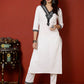 Antaran White Cotton Embroidered Kurta Pant Set - Swadesiicart