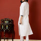 Antaran White Cotton Embroidered Kurta Pant Set - Swadesiicart
