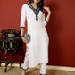 Antaran White Cotton Embroidered Kurta Pant Set - Swadesiicart