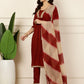 Antaran Maroon Rayon Embellished Kurta Pant & Dupatta Set - Swadesiicart
