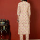 Antaran Peach Pure Cotton Embroidered Kurta Pant Set - Swadesiicart