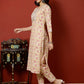 Antaran Peach Pure Cotton Embroidered Kurta Pant Set - Swadesiicart