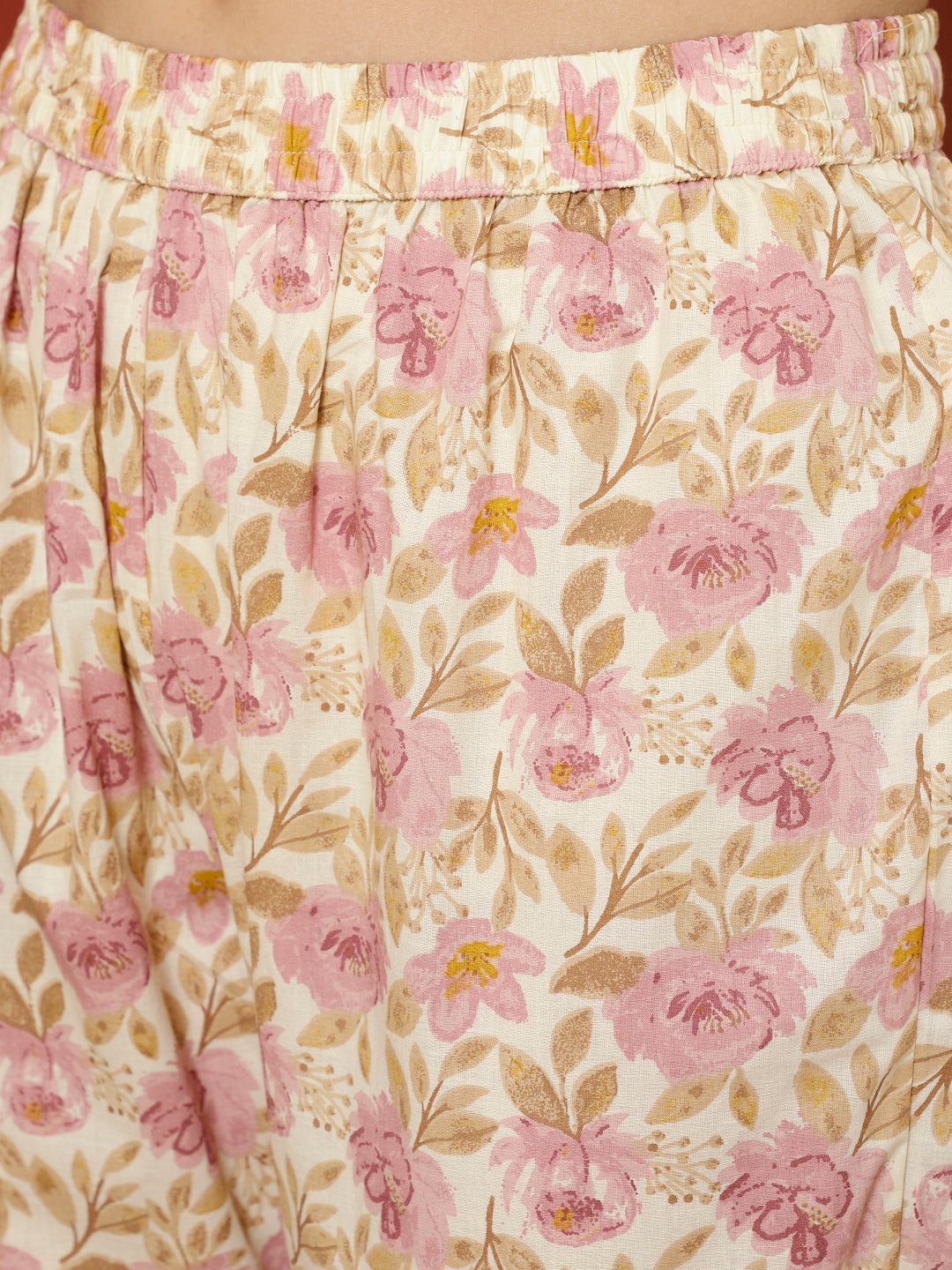 Antaran Peach Pure Cotton Embroidered Kurta Pant Set - Swadesiicart