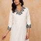 Antaran White Pure Cotton Embroidered Tunic - Swadesiicart