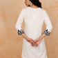 Antaran White Pure Cotton Embroidered Tunic - Swadesiicart