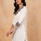 Antaran White Pure Cotton Embroidered Tunic - Swadesiicart