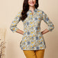 Antaran Blue Pure Cotton Printed Tunic - Swadesiicart
