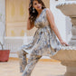 Antaran Beige Pure Cotton Marble Printed Co Ord Set With Tie On Waist - Swadesiicart