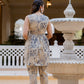 Antaran Beige Pure Cotton Marble Printed Co Ord Set With Tie On Waist - Swadesiicart