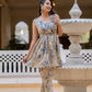 Antaran Beige Pure Cotton Marble Printed Co Ord Set With Tie On Waist - Swadesiicart