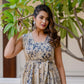 Antaran Beige Pure Cotton Marble Printed Co Ord Set With Tie On Waist - Swadesiicart