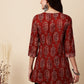 Antaran Maroon Pure Cotton Maroon Printed Tunic - Swadesiicart
