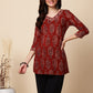 Antaran Maroon Pure Cotton Maroon Printed Tunic - Swadesiicart