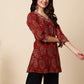 Antaran Maroon Pure Cotton Maroon Printed Tunic - Swadesiicart