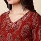 Antaran Maroon Pure Cotton Maroon Printed Tunic - Swadesiicart