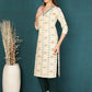 Antaran Off White Pure Cotton Embellished Kurta - Swadesiicart
