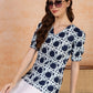 Antaran Blue Pure Cotton Printed Tunic - Swadesiicart