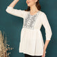 Antaran White Pure Cotton Embellished Tunic - Swadesiicart