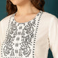 Antaran White Pure Cotton Embellished Tunic - Swadesiicart