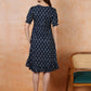 Antaran Blue Pure Cotton Flared Printed Dress - Swadesiicart