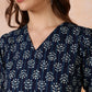 Antaran Blue Pure Cotton Flared Printed Dress - Swadesiicart