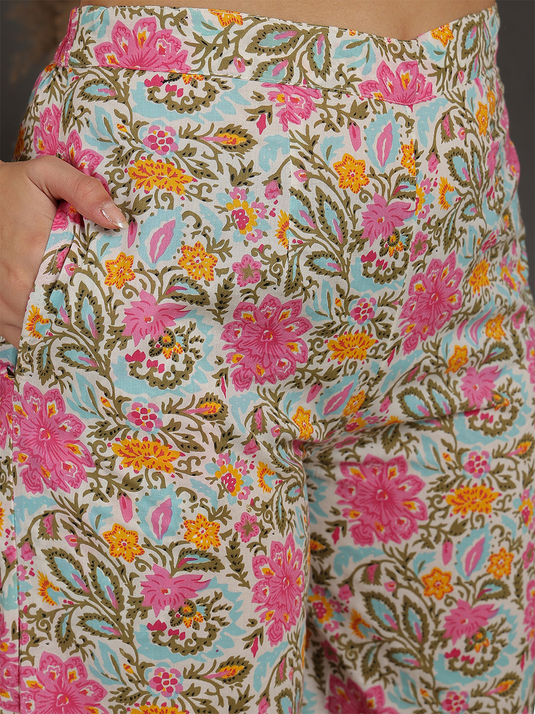 Antaran Sky Blue Pure Cotton Floral Printed Co Ord Set - Swadesiicart