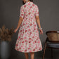 Antaran White Pure Cotton Tiered Floral Printed Dress - Swadesiicart
